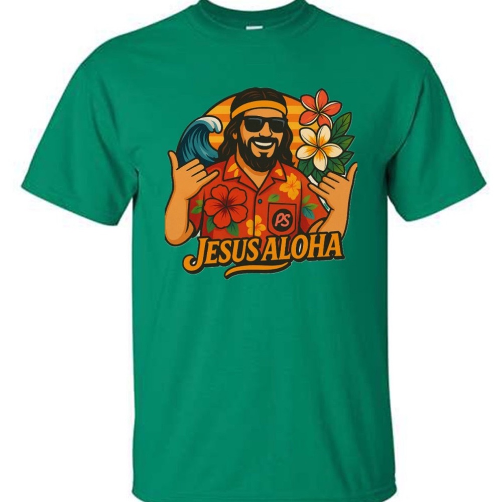“Jesus Aloha” Limited Edition Green Graphic T-Shirt